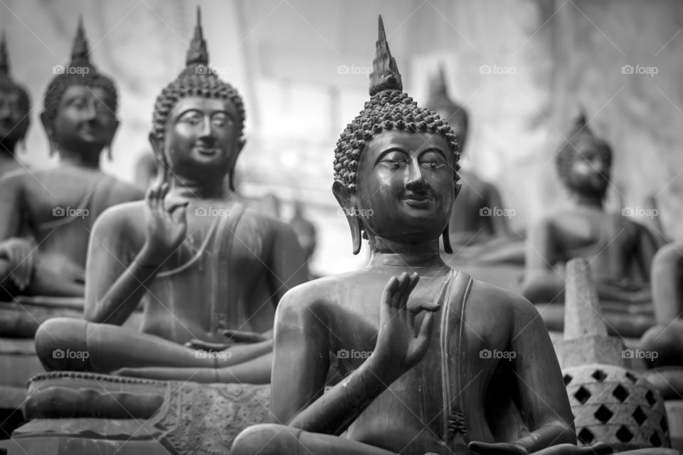 Buddha statues in the temple in Sri Lanka