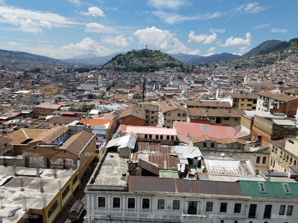 Overlooking old town Quito Ecuador
