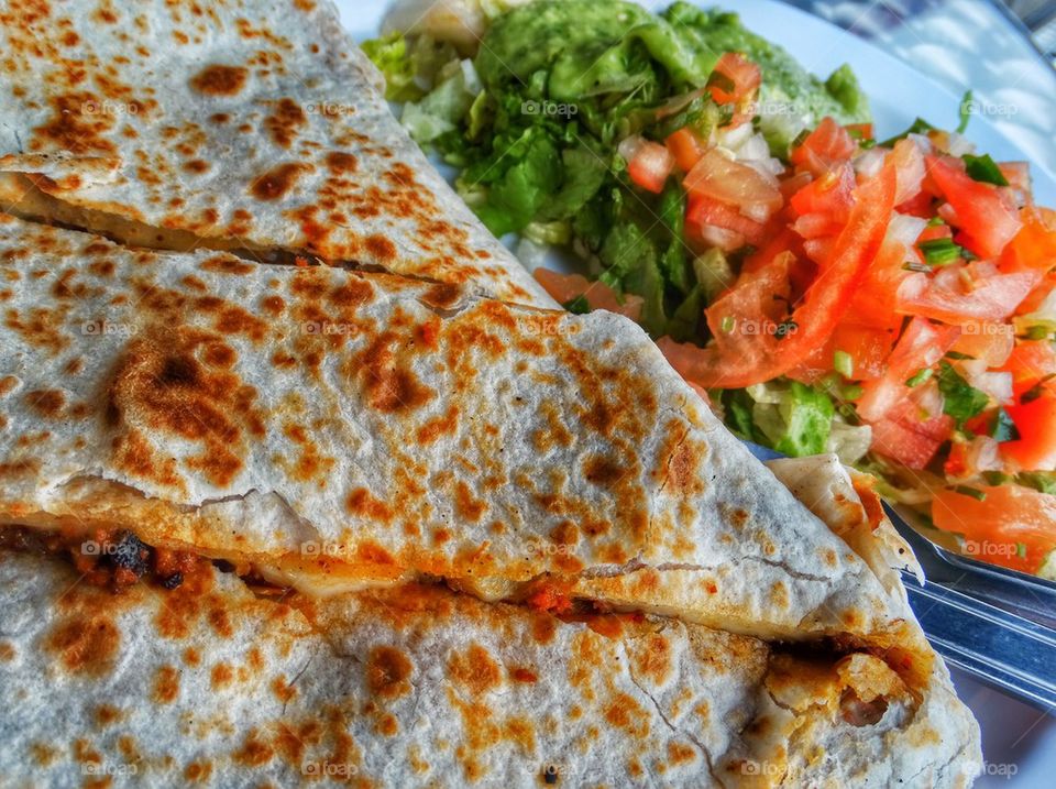 Cheese And Chorizo Quesadilla With Salsa Fresca. Cheese Quesadilla With Salsa
