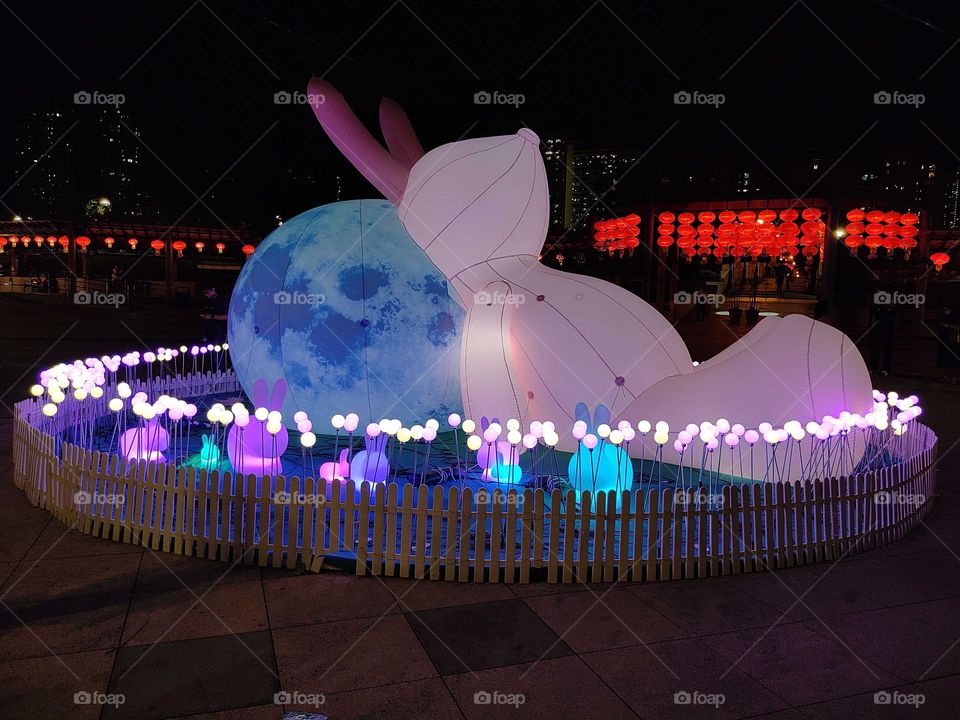 sleeping rabbit lighting decoration