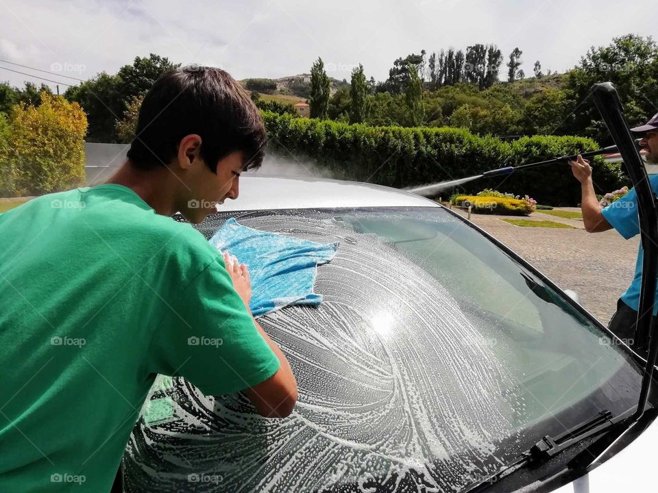 Father and son washing the car... from A to B mission