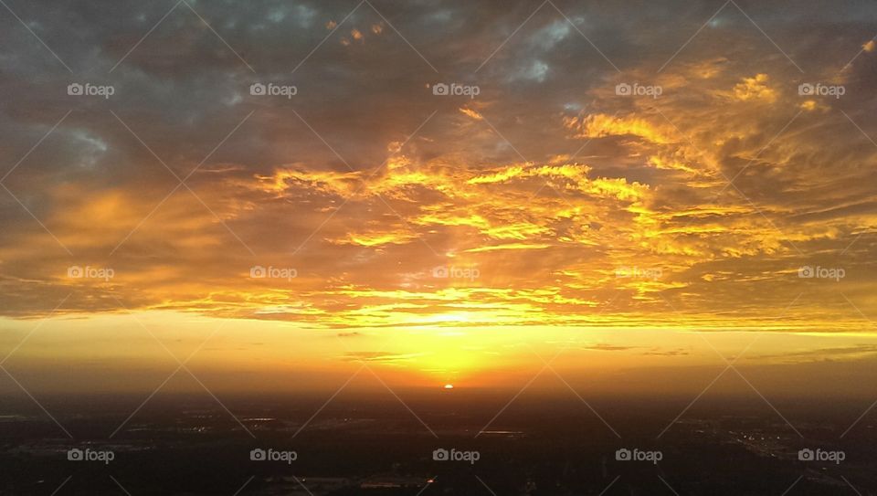 A Morning Over Houston. An aerial shot of Houston Texas at sunrise.