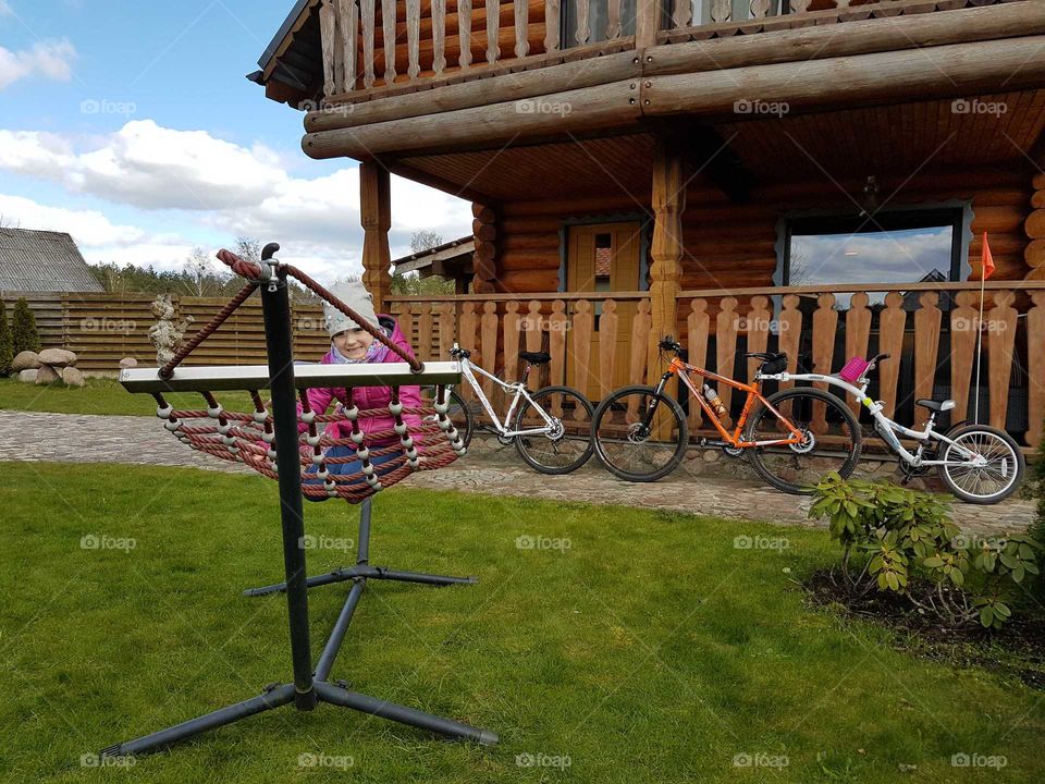 Playing in a backyard