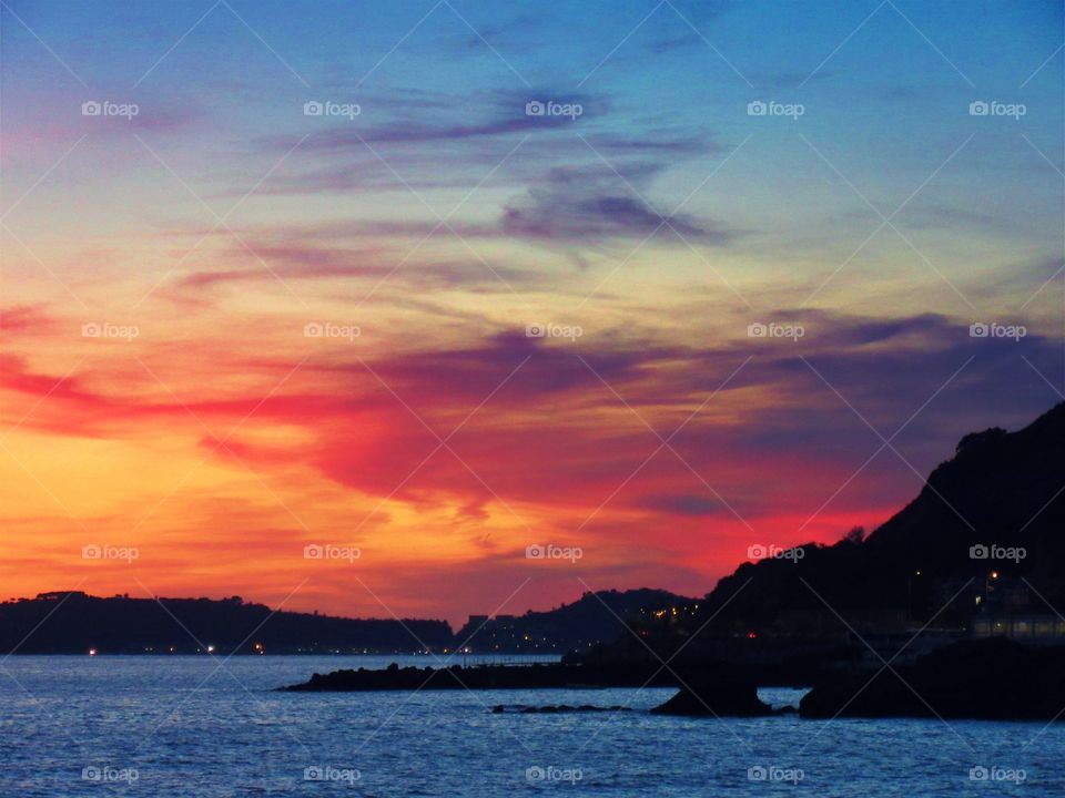 Sunset view of idyllic sea