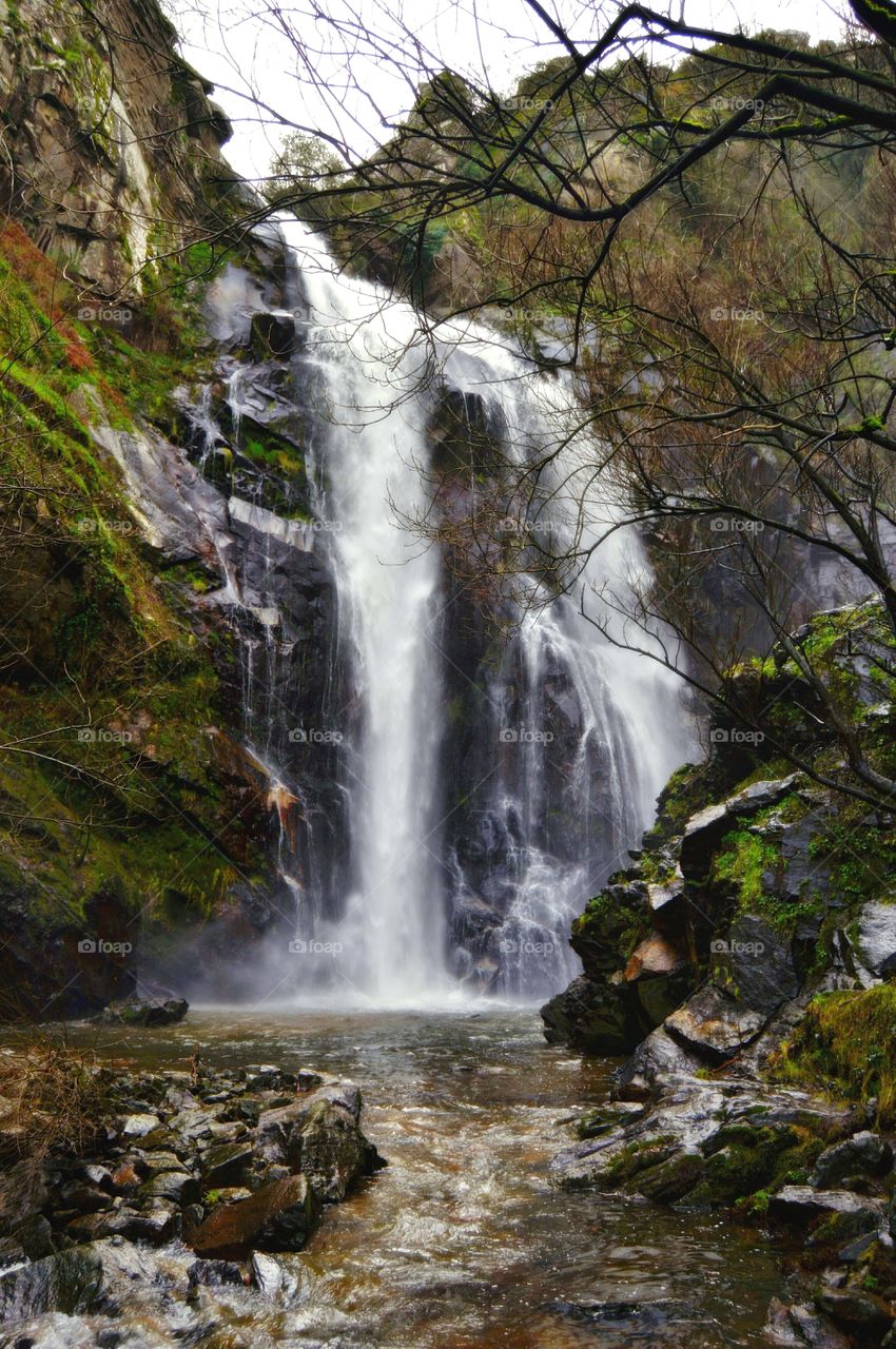 Waterfall, river Toxa. Galicia.