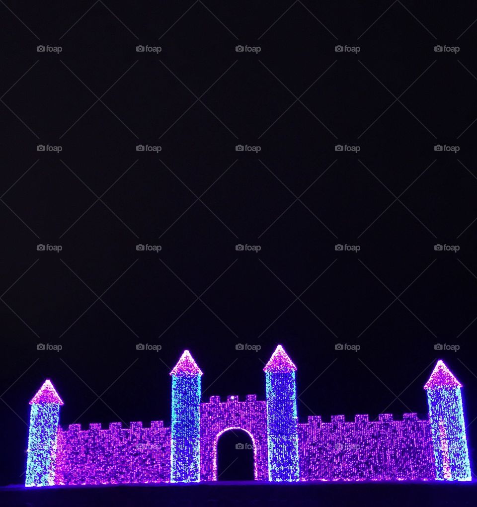 Illuminated exterior of fortress