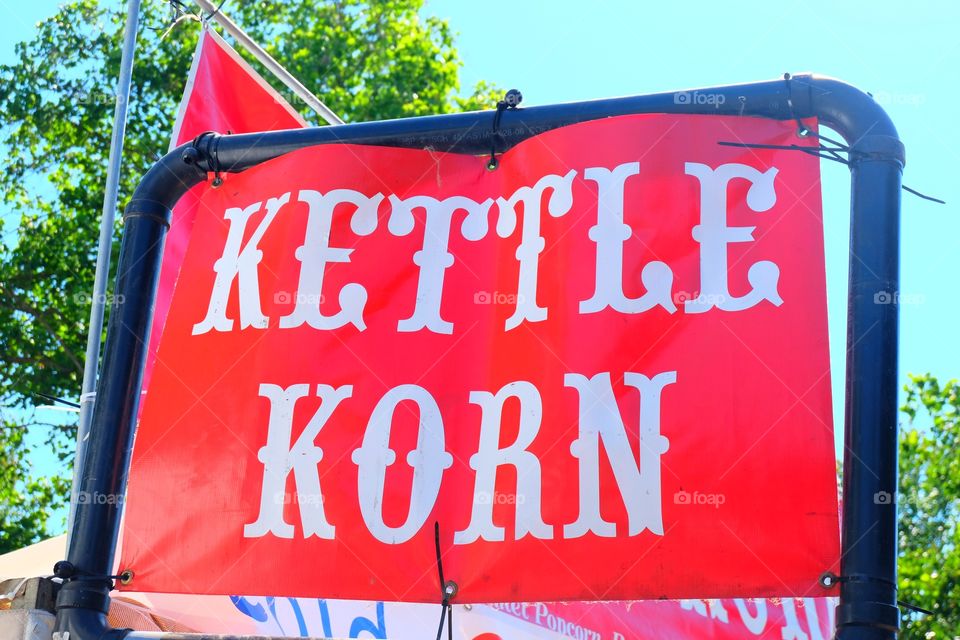 Sign for Kettle Corn stall at a market