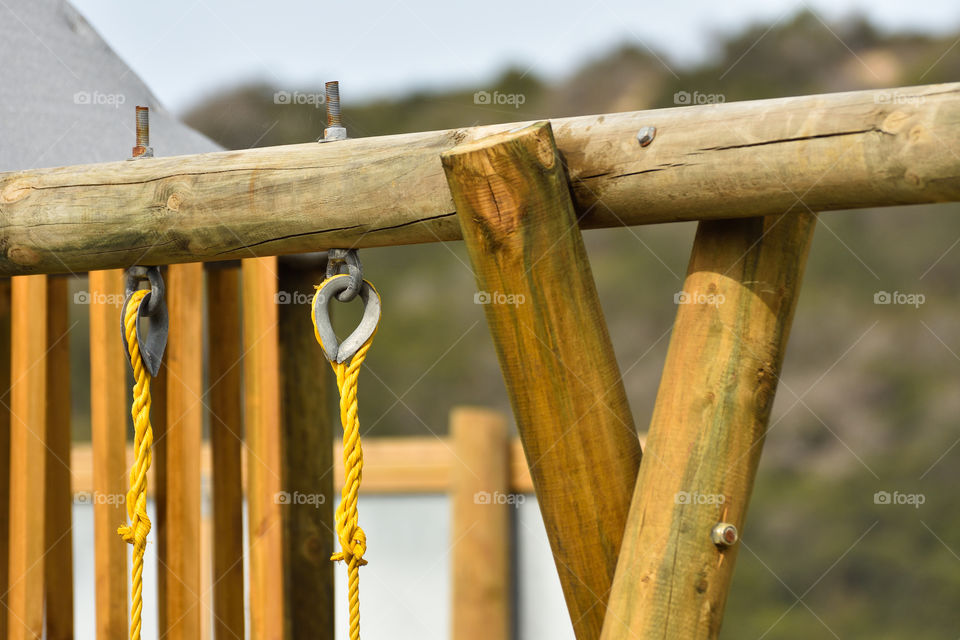 Wooden Swing Frame Structure In Playground, Mossel Bay, South Africa
