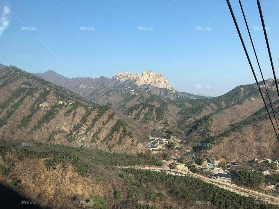 During the trip in Korea 2018. The scene was taken from inside the cable car