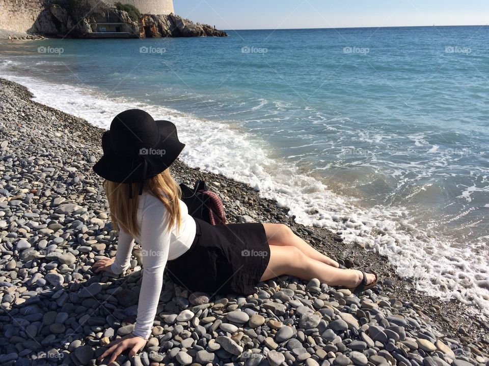 The beach in Nice, France