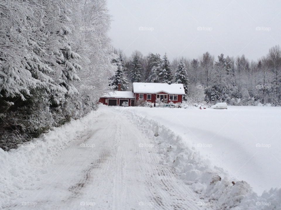 snow winter house cars by lindajacobi