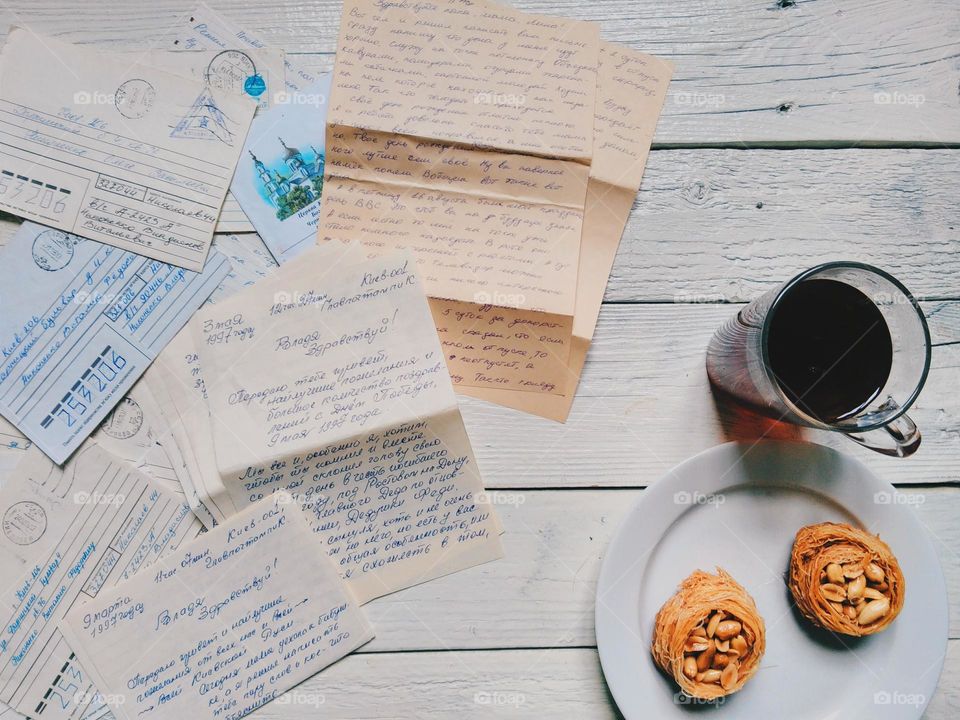 A cup of tea and old letters