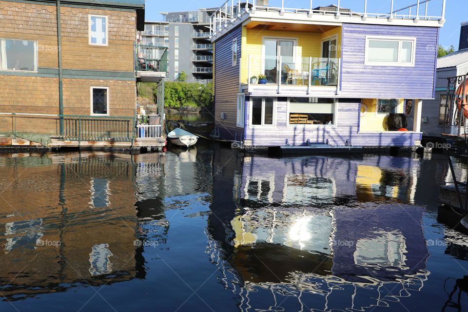 Floating houses in the water