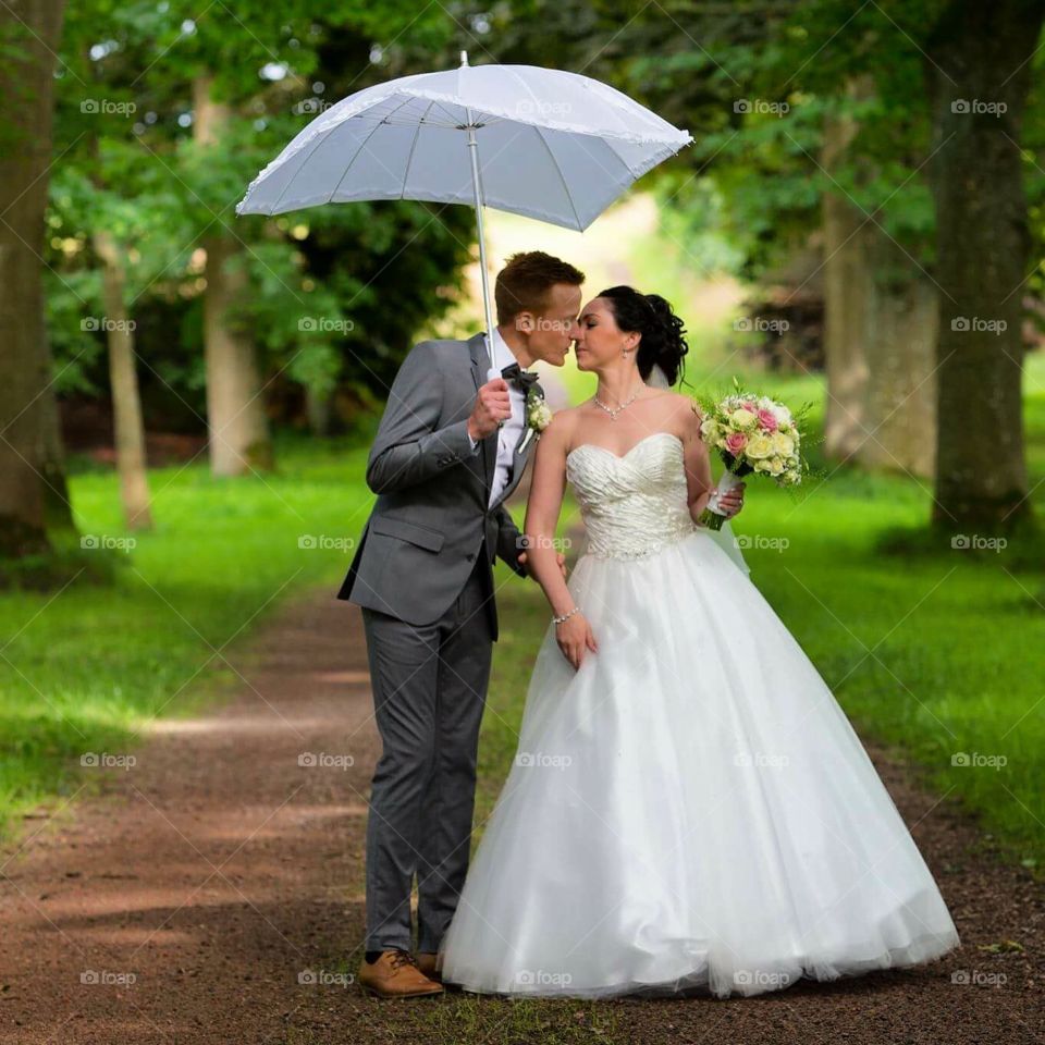Wedding, Bride, Groom, Umbrella, Marriage