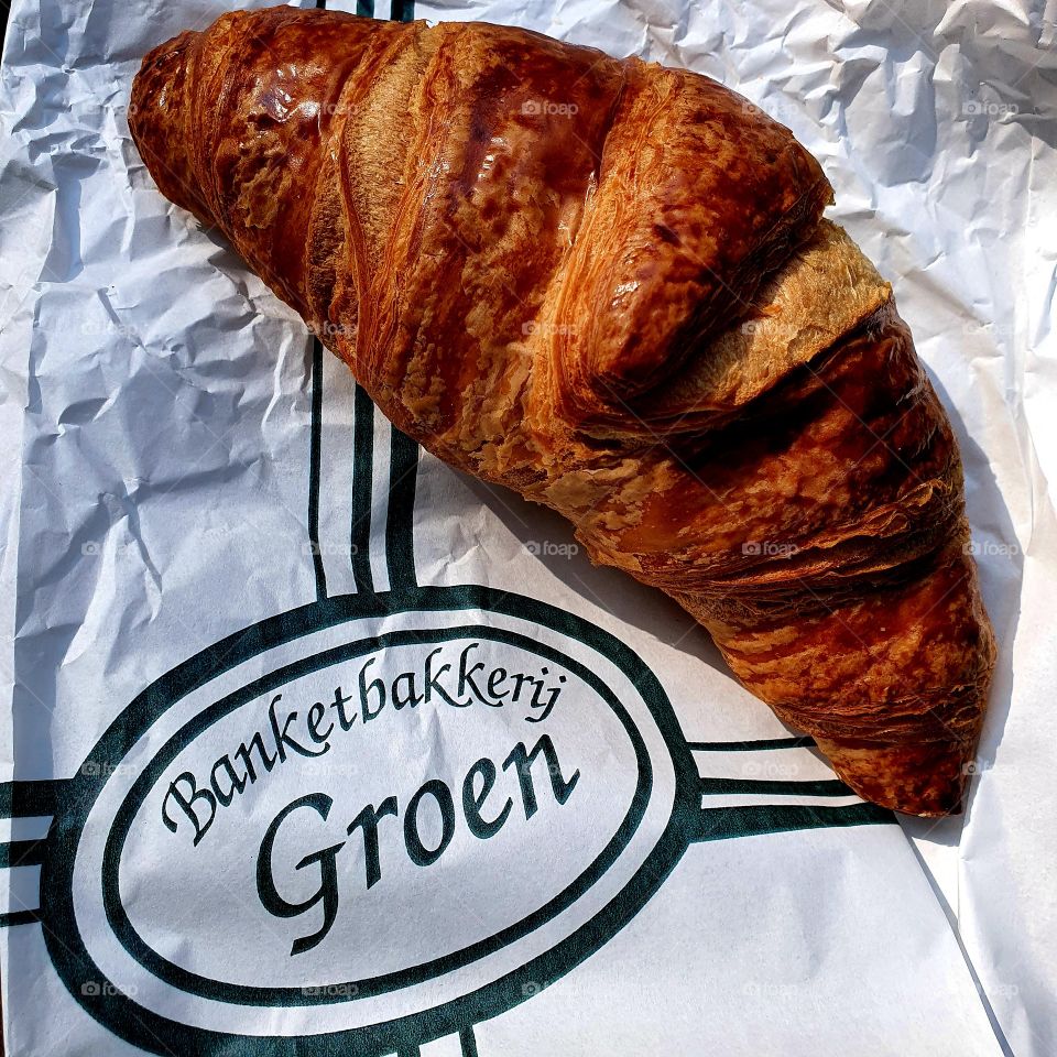 Pastry shop GREEN Dutch bakery from South Rotterdam, croissant