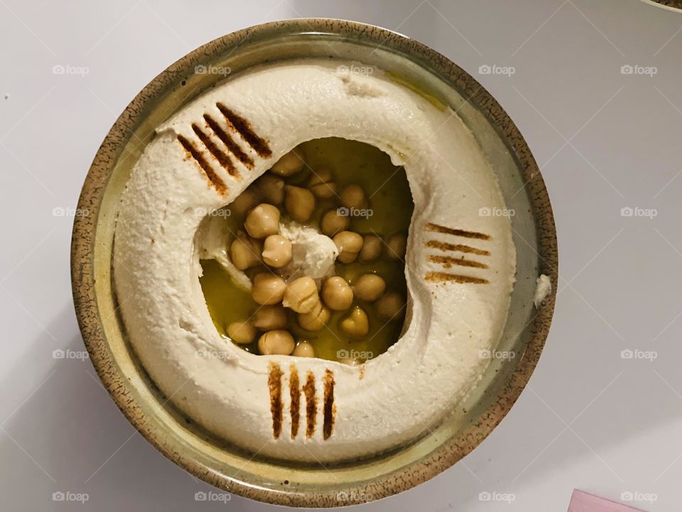 Hummus plate from above