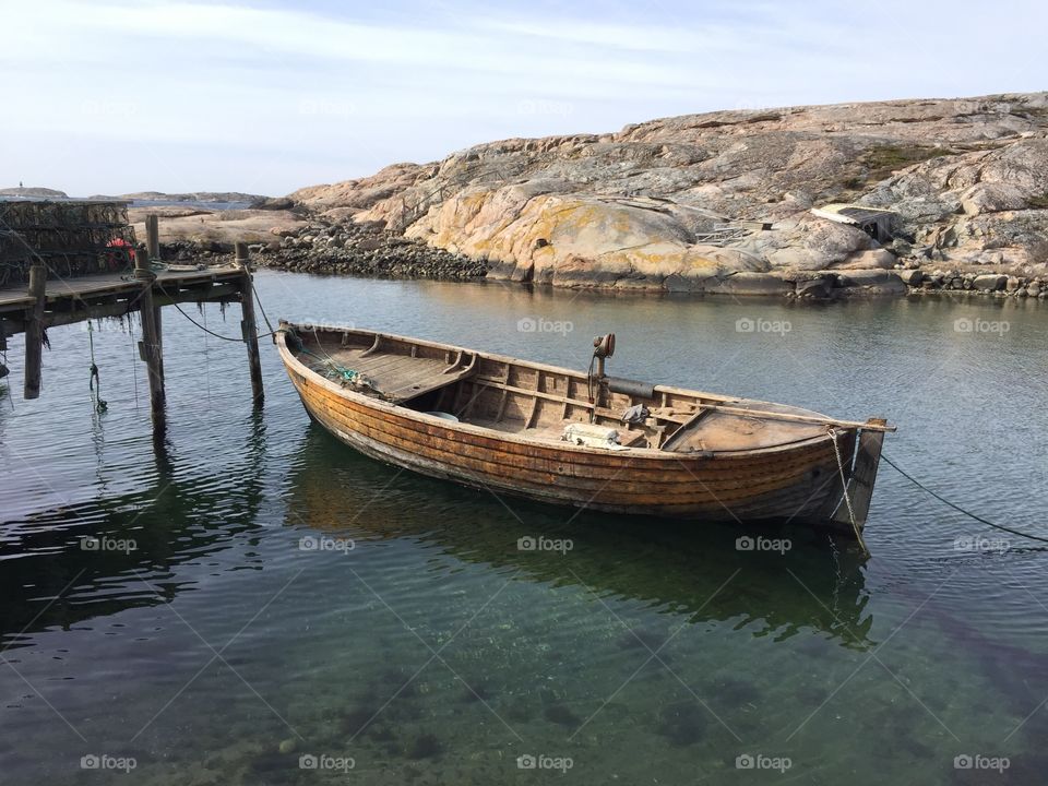 Empty nautical vessel near pier