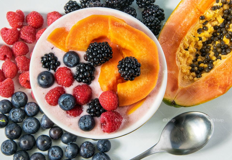 Yogurt with berries and fruit