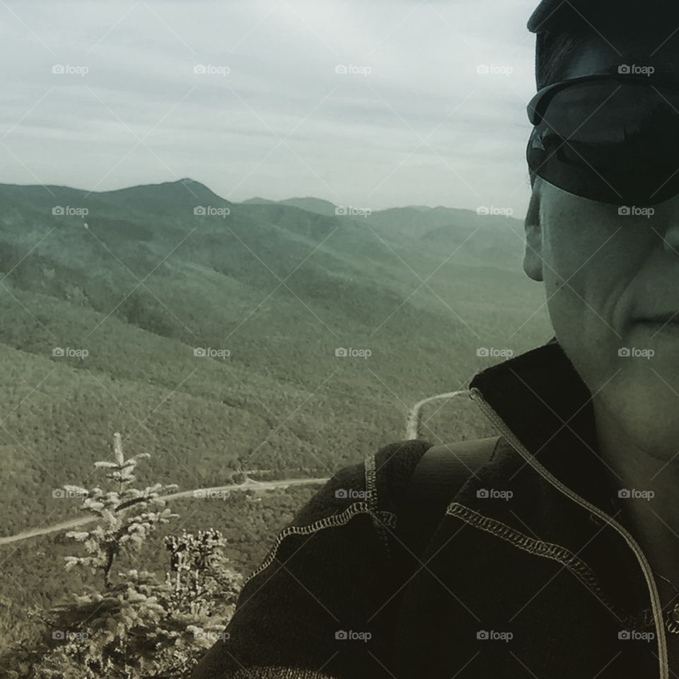 Half face and mountains 