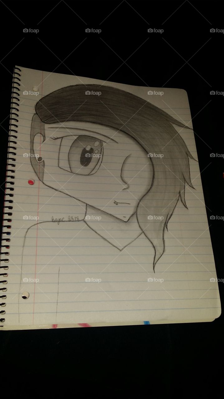 A pencil sketch of an anime girl