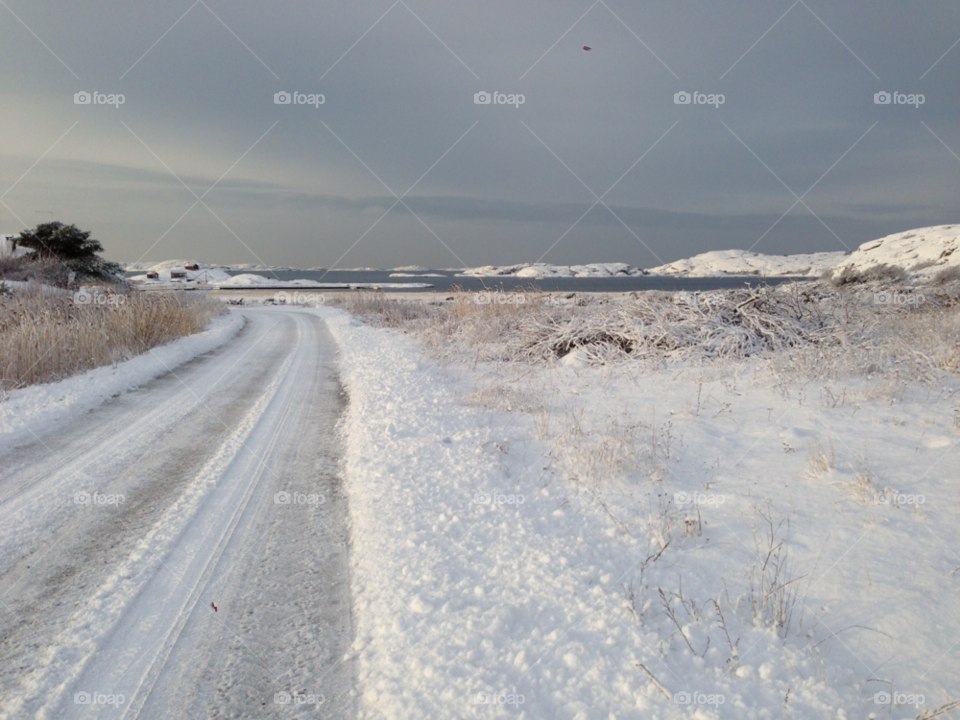 snow winter road sea by haq