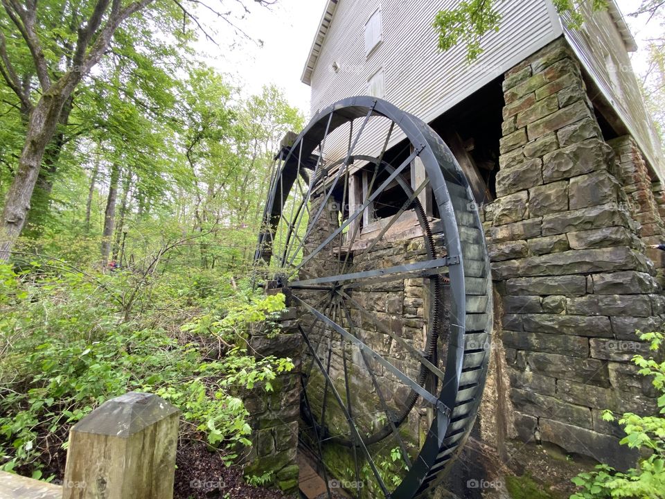 The historical, rustic waterwheel of Mill Springs in Kentucky.