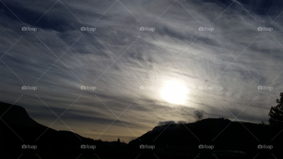 sun behind a textile of clouds