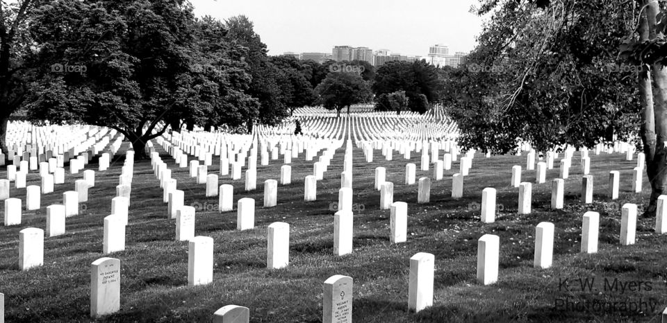 A Black & White Photo of Arlington National Cemetary