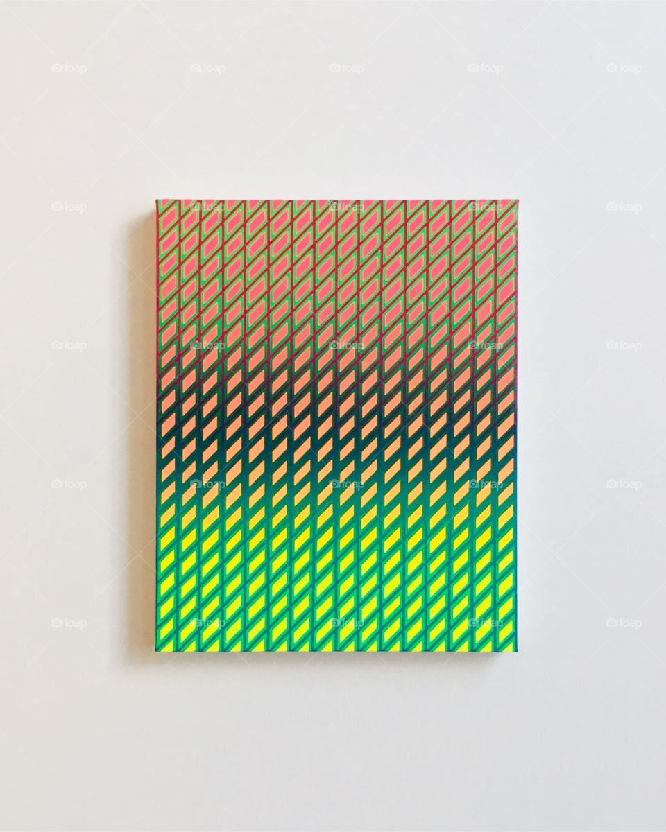 Abstract pattern painting.Op-art multilayered Rhombus pattern. colour popping colour choices.