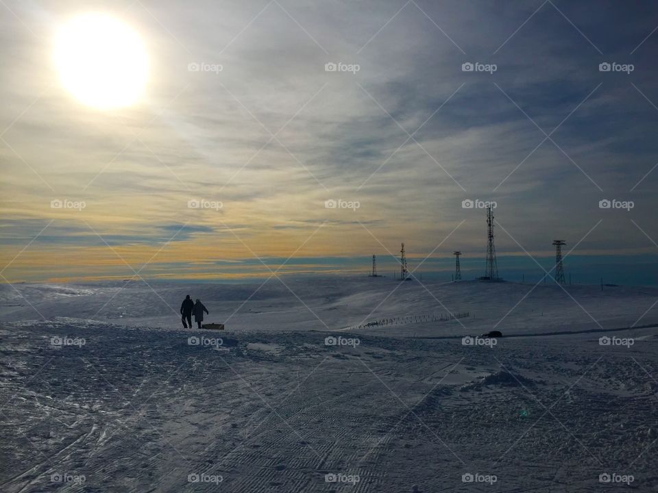 Sunset in winter