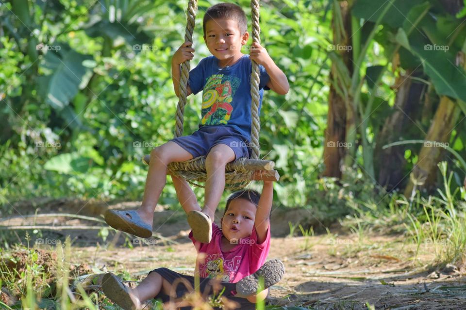 Enjoying on swing