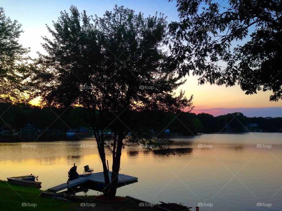 Twilight Reflections on the Lake