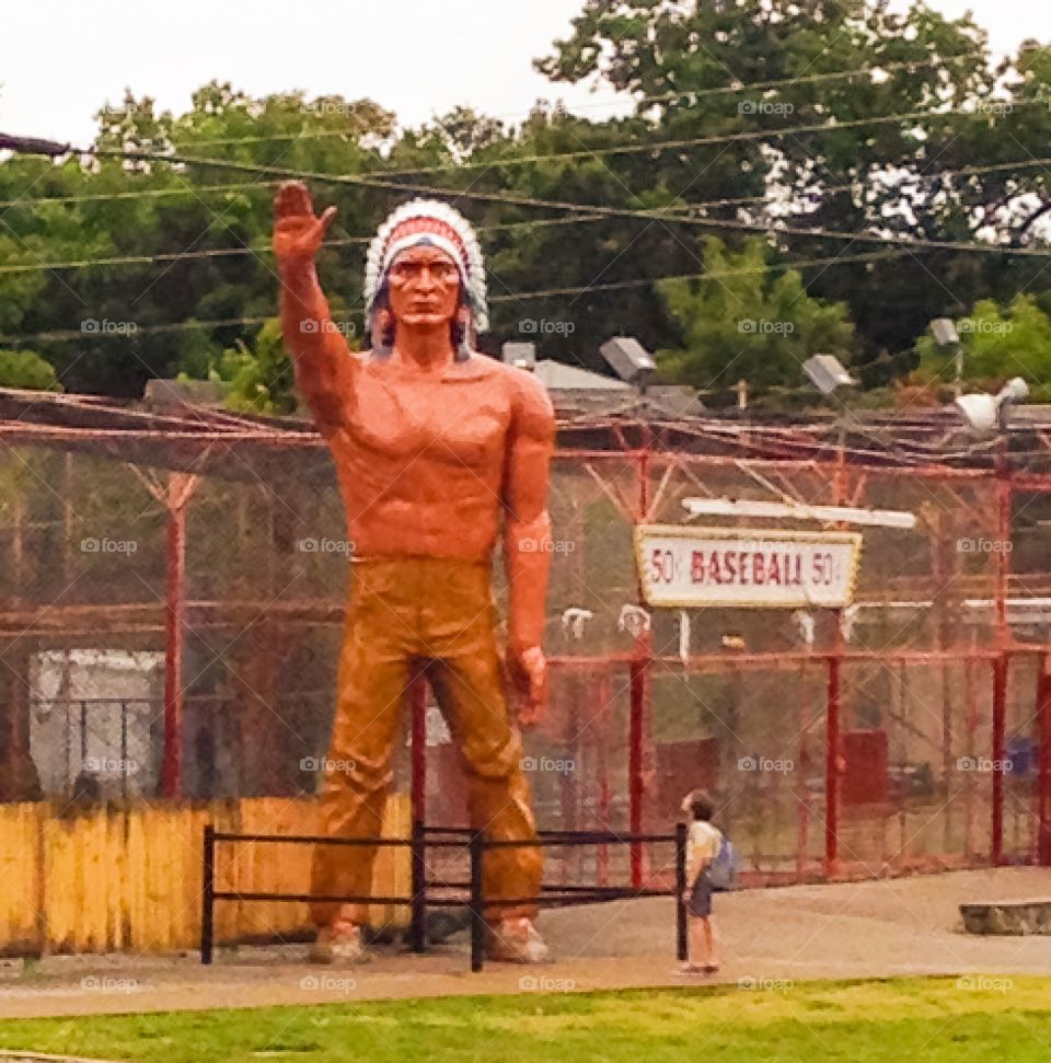 Jason Bateman was filming his new show, "Ozark". Part of the show was in front our iconic Indian chief.