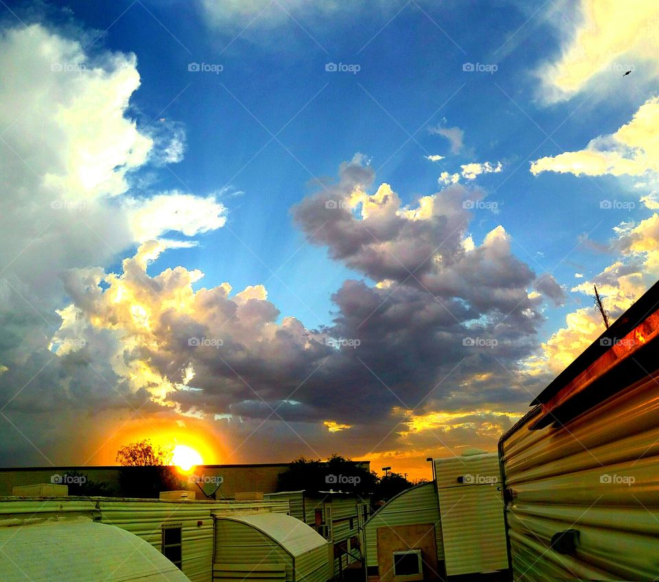 Sunset Over the Trailer Park in Tucson AZ
