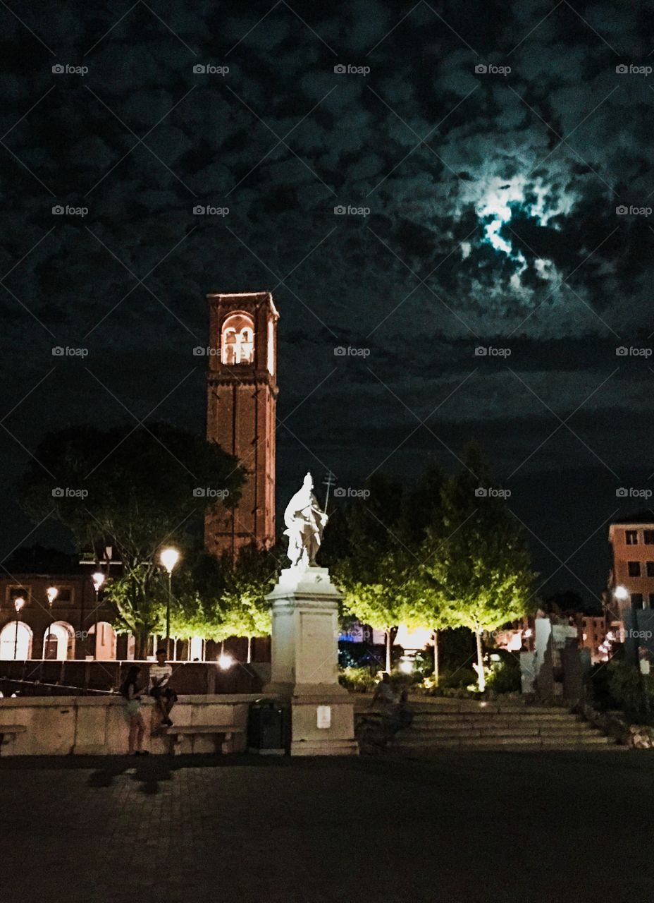 Mantova city in the moonlight 