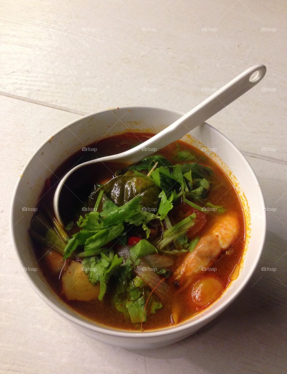 River prawn spicy soup. "Creamy Tom Yum Kung"