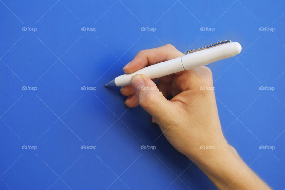 Hand writing with a pen