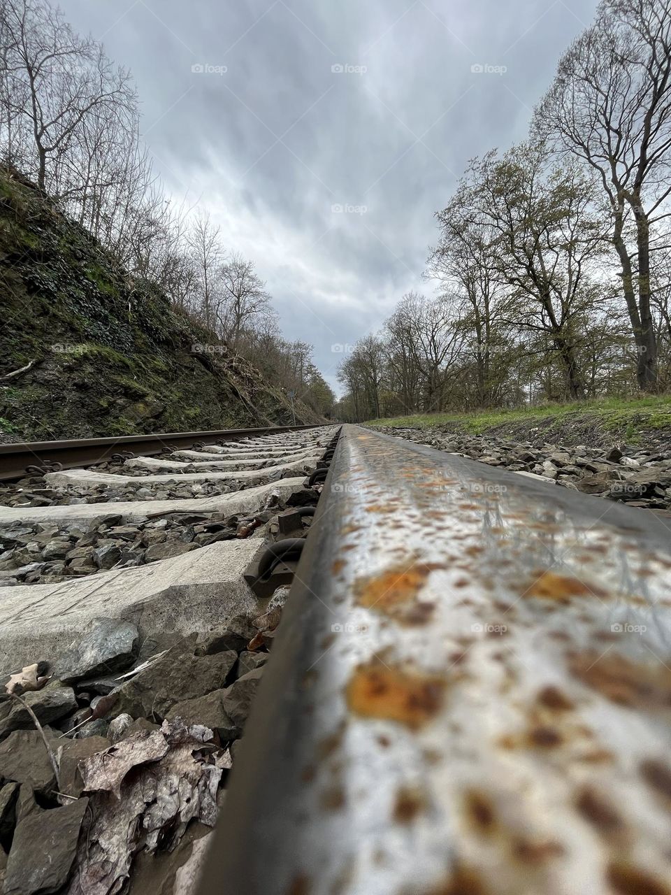 Train track up close 