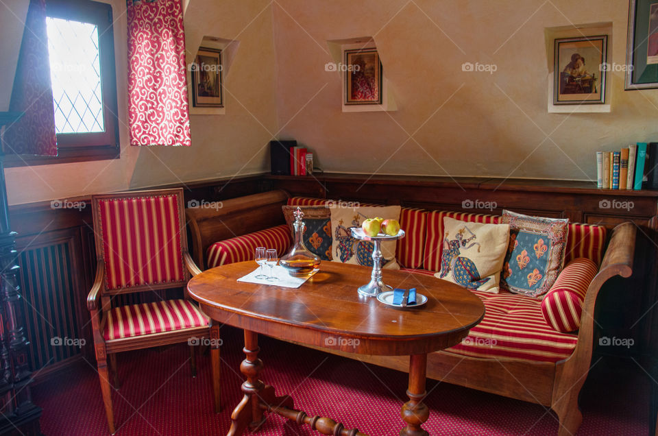 Castle hotel sitting area 