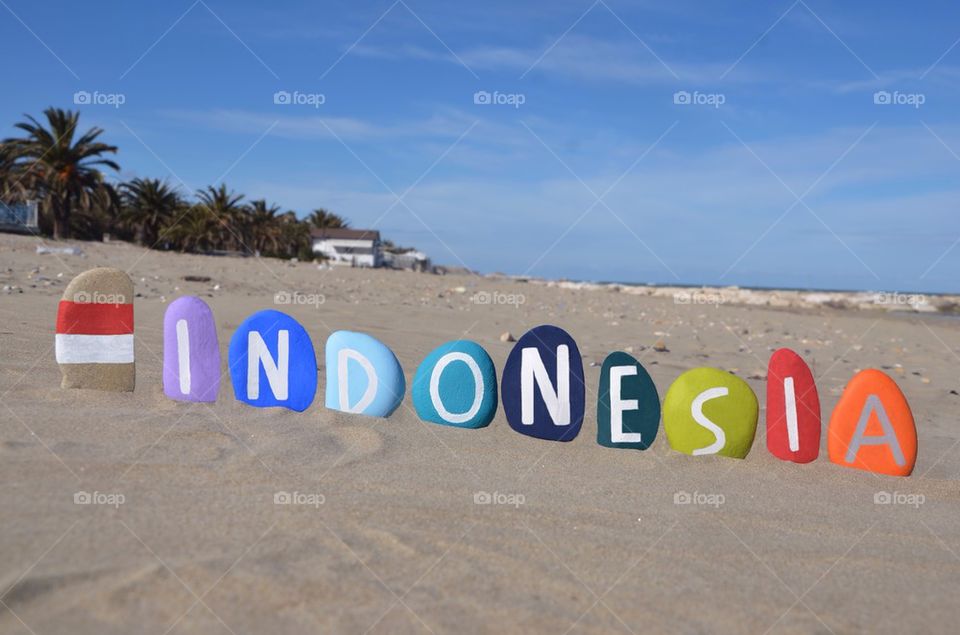 Indonesia, souvenir on colourful stones