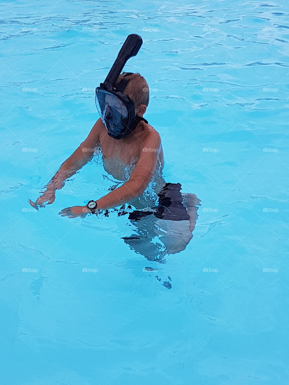 snorkeling in the pool