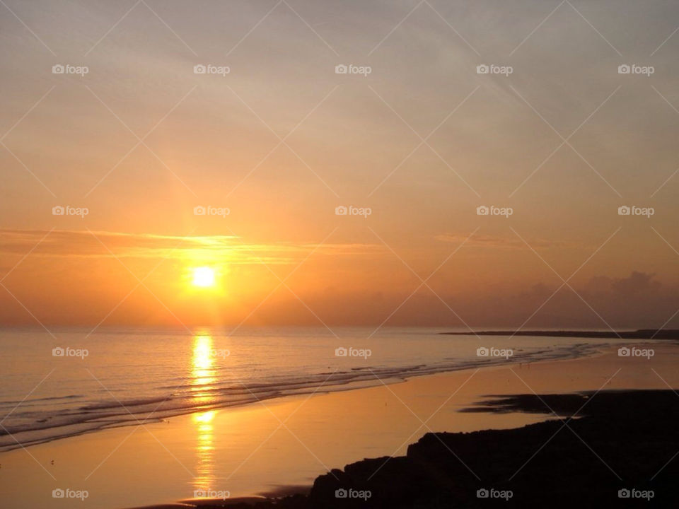 beach ocean sky sunset by theloudsilence