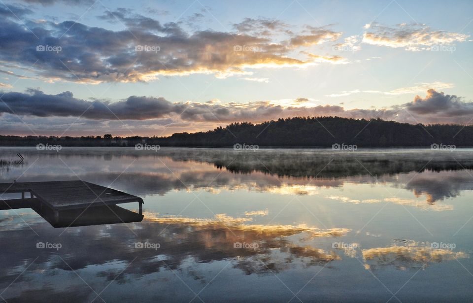 sunrise over the lake in boreczno