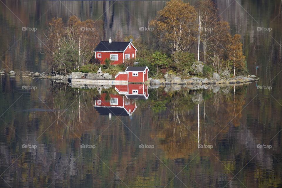 Little island with little house. 