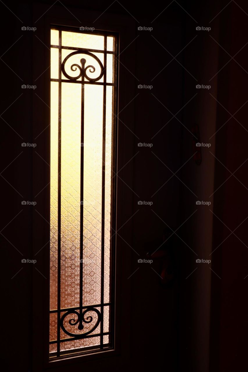 Warm light door window 