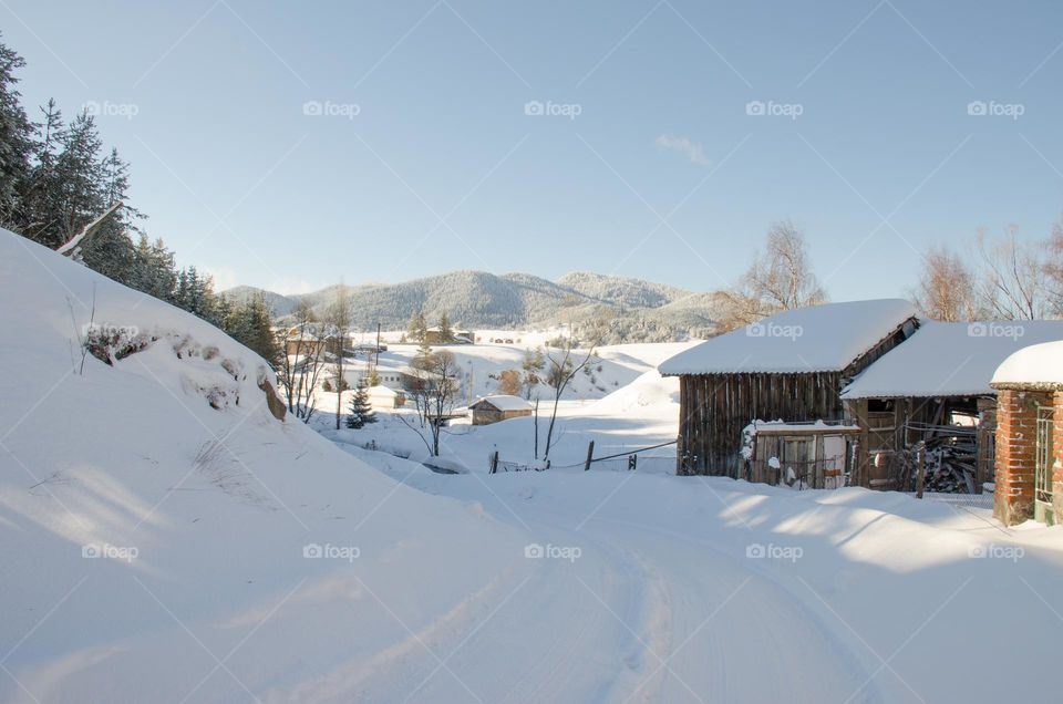 Winter landscape, Ravnogor Village, Bulgaria