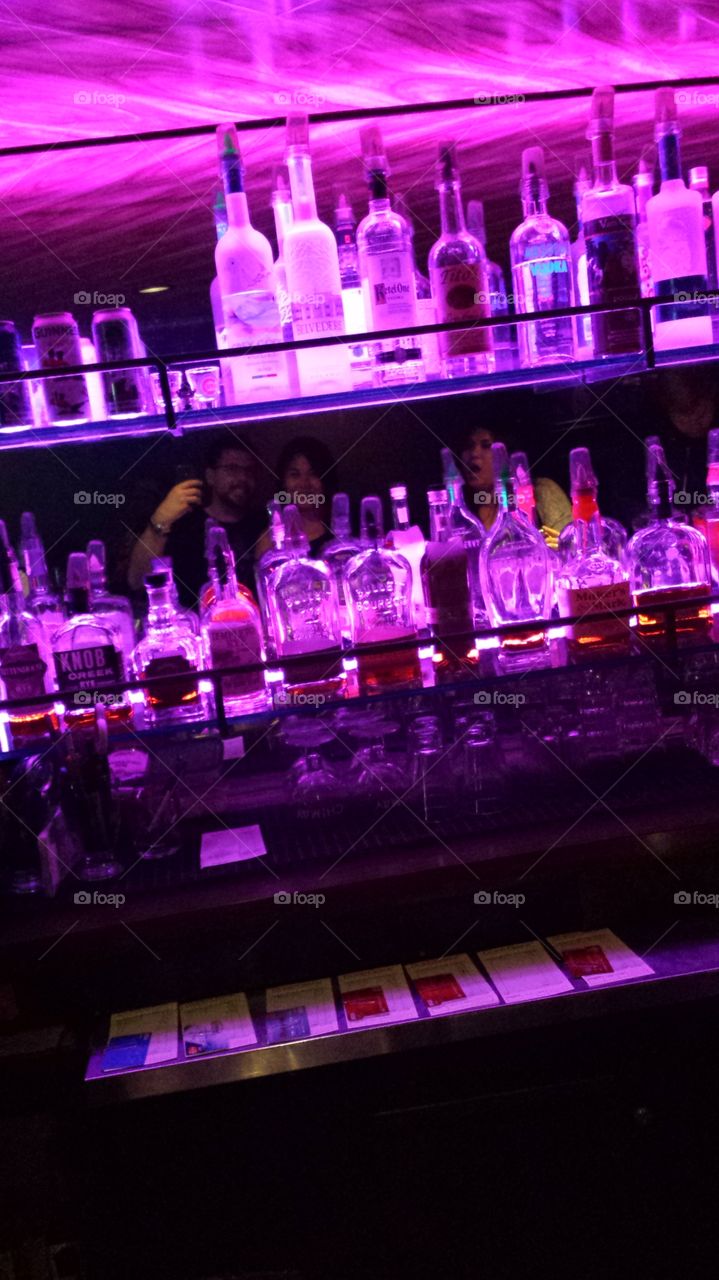 bar counter bottles