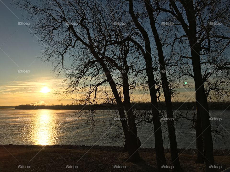 Confluence of the Ohio and Mississippi Rivers at Sunrise