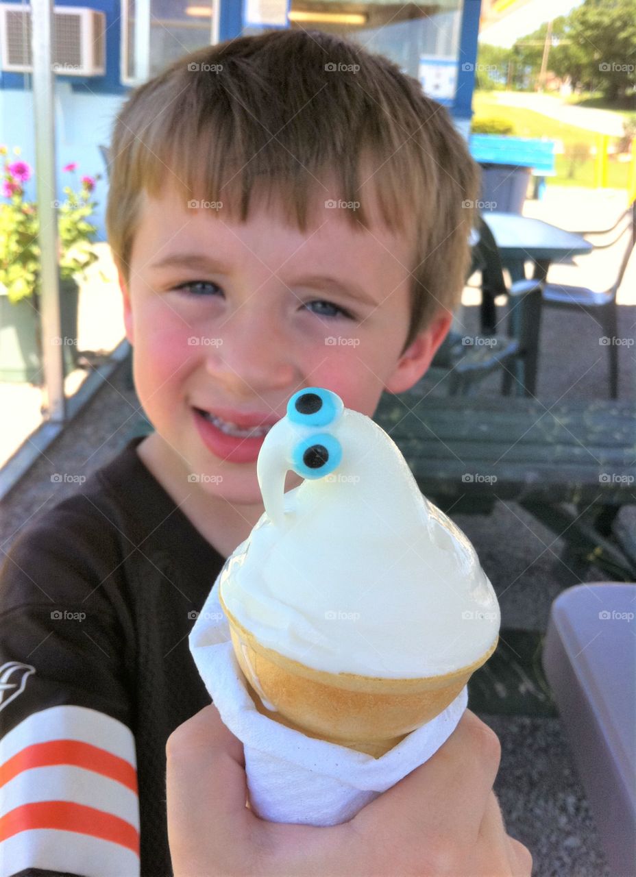 Little boy with ice cream 