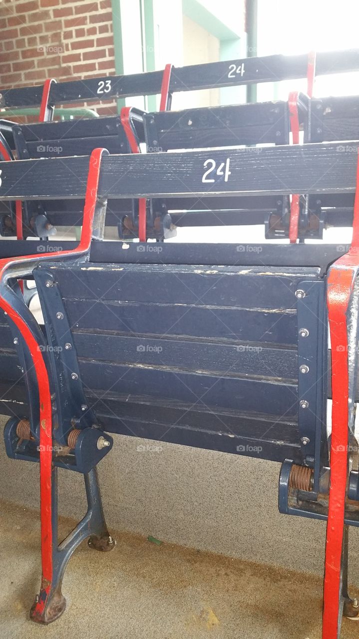 Fenway Park Stadium wooden seats